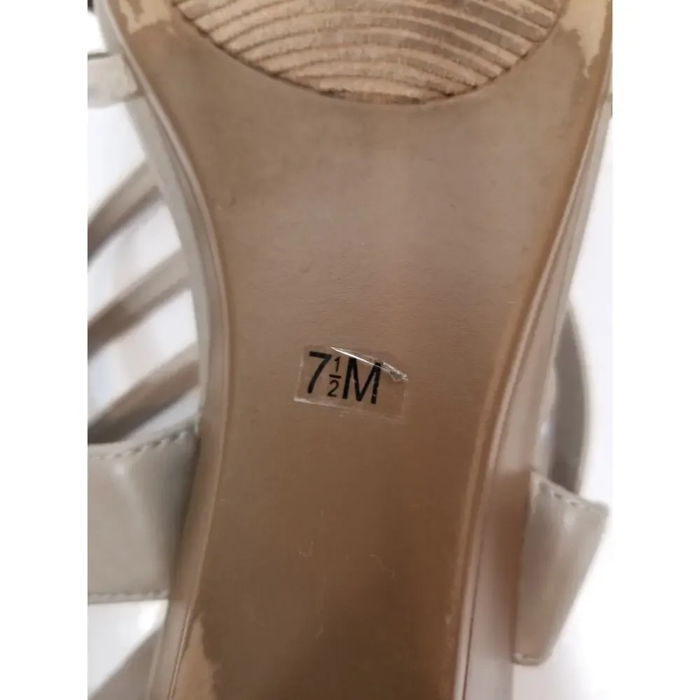 Impo Stretch Reaction Taupe Gray Low Wedge Heel Slingback Elastic Sandals 7.5